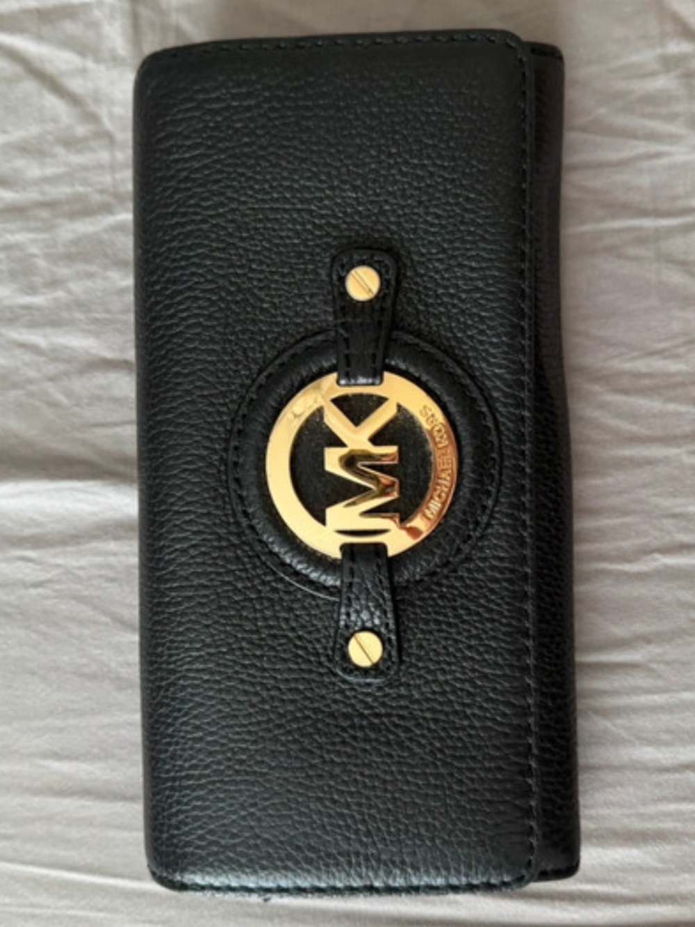 “Like New” Michael Kors Fulton Flap Continental Black Leather Wallet